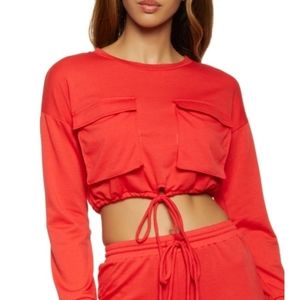 Cargo NWOT Pocket Drawstring Crop Top